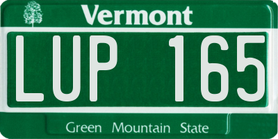 VT license plate LUP165