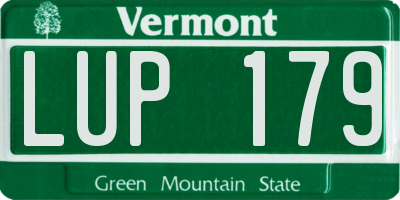 VT license plate LUP179