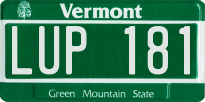 VT license plate LUP181