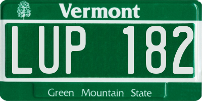 VT license plate LUP182