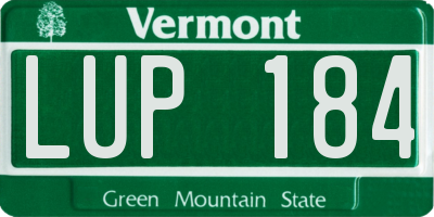 VT license plate LUP184