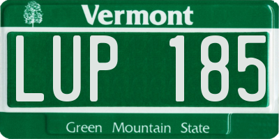 VT license plate LUP185
