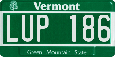 VT license plate LUP186