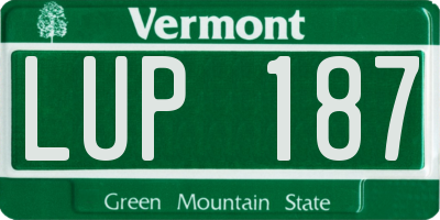 VT license plate LUP187