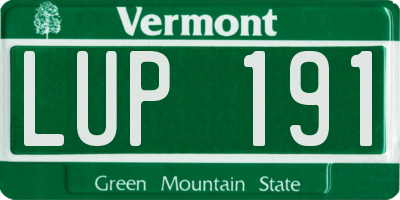 VT license plate LUP191