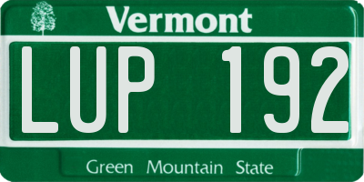 VT license plate LUP192