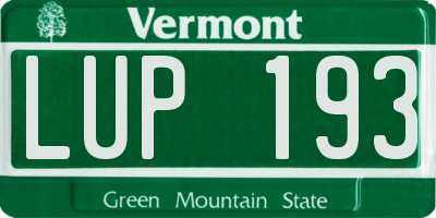 VT license plate LUP193