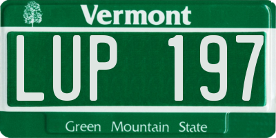 VT license plate LUP197