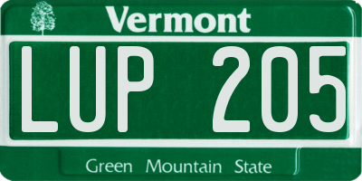 VT license plate LUP205