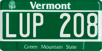VT license plate LUP208