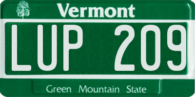 VT license plate LUP209