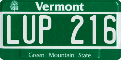 VT license plate LUP216