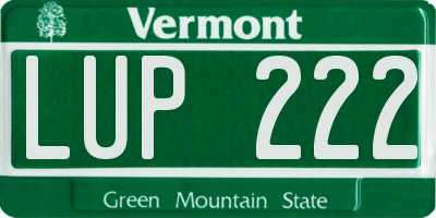 VT license plate LUP222
