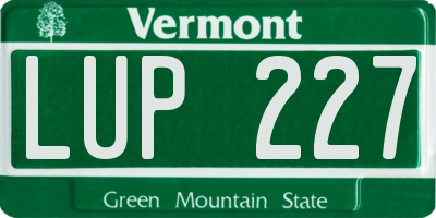 VT license plate LUP227