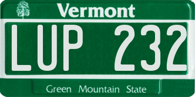 VT license plate LUP232