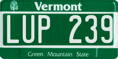 VT license plate LUP239