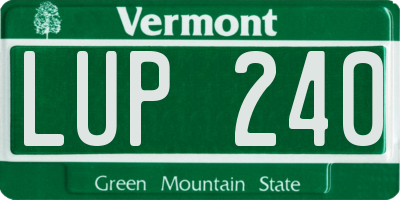 VT license plate LUP240