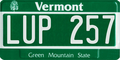VT license plate LUP257