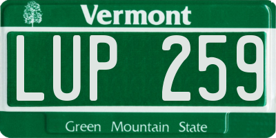 VT license plate LUP259