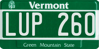VT license plate LUP260