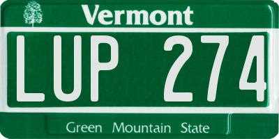 VT license plate LUP274