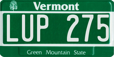 VT license plate LUP275