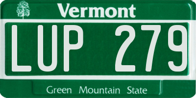 VT license plate LUP279