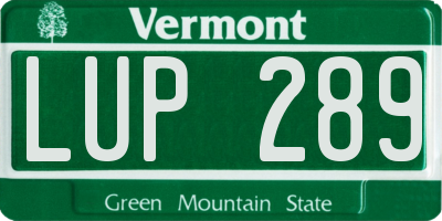 VT license plate LUP289
