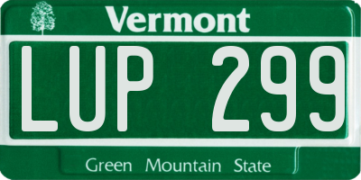 VT license plate LUP299