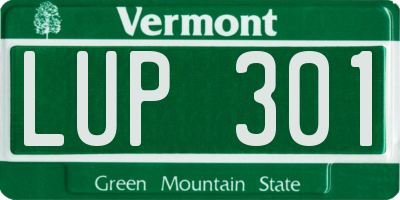 VT license plate LUP301