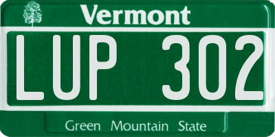 VT license plate LUP302