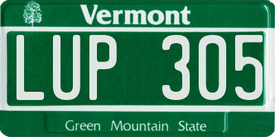 VT license plate LUP305