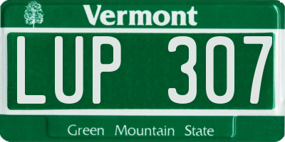 VT license plate LUP307