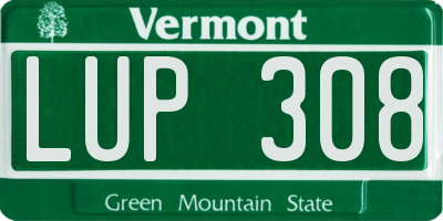 VT license plate LUP308