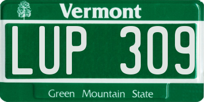 VT license plate LUP309