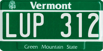 VT license plate LUP312