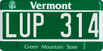 VT license plate LUP314