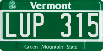 VT license plate LUP315