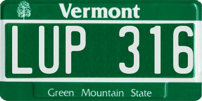 VT license plate LUP316