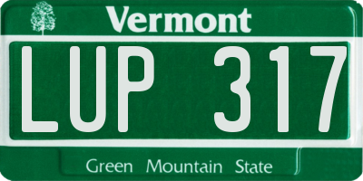VT license plate LUP317