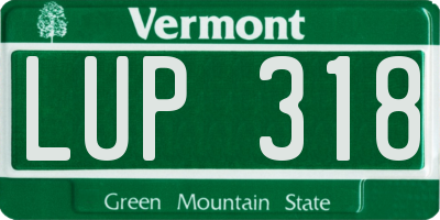 VT license plate LUP318