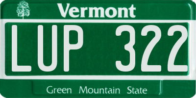 VT license plate LUP322