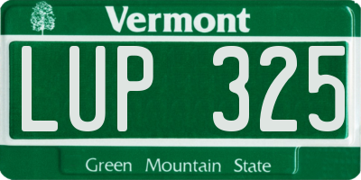 VT license plate LUP325