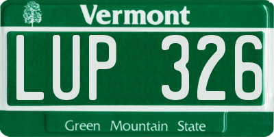 VT license plate LUP326