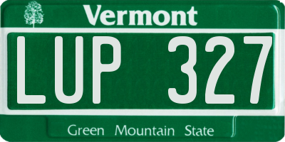 VT license plate LUP327