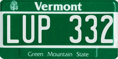 VT license plate LUP332