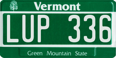 VT license plate LUP336