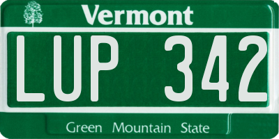 VT license plate LUP342