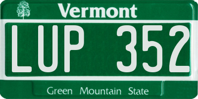 VT license plate LUP352