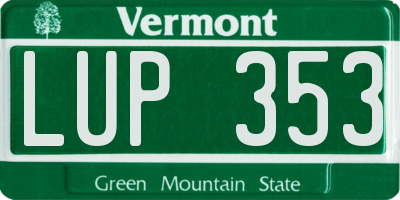 VT license plate LUP353